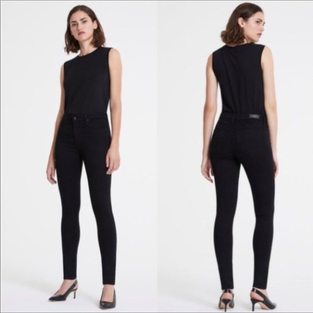 Ag The Farrah High Rise Skinny Black Jeans - 30